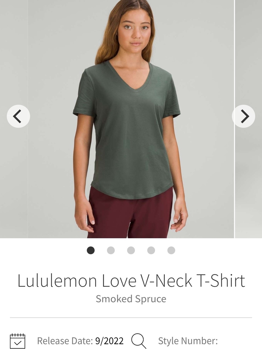 NWT Lululemon Love V-Neck T-Shirt
Smoked Spruce sz. 4